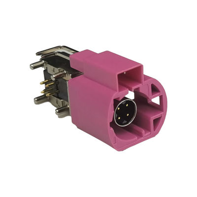 Right Angle Type Automotive FAKRA HSD Connector 4+2Pin H Code PCB Mount